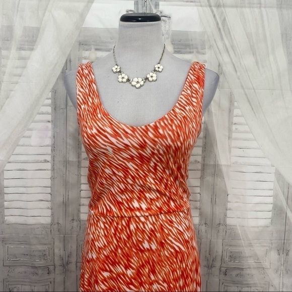 Athleta Small Starfish Orange White Reef Dress Sleeveless Scoop Neck Stretch - Picture 2 of 8